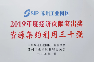 2019年12月，荣获“苏州工业园区2019年度税收贡献奖”。